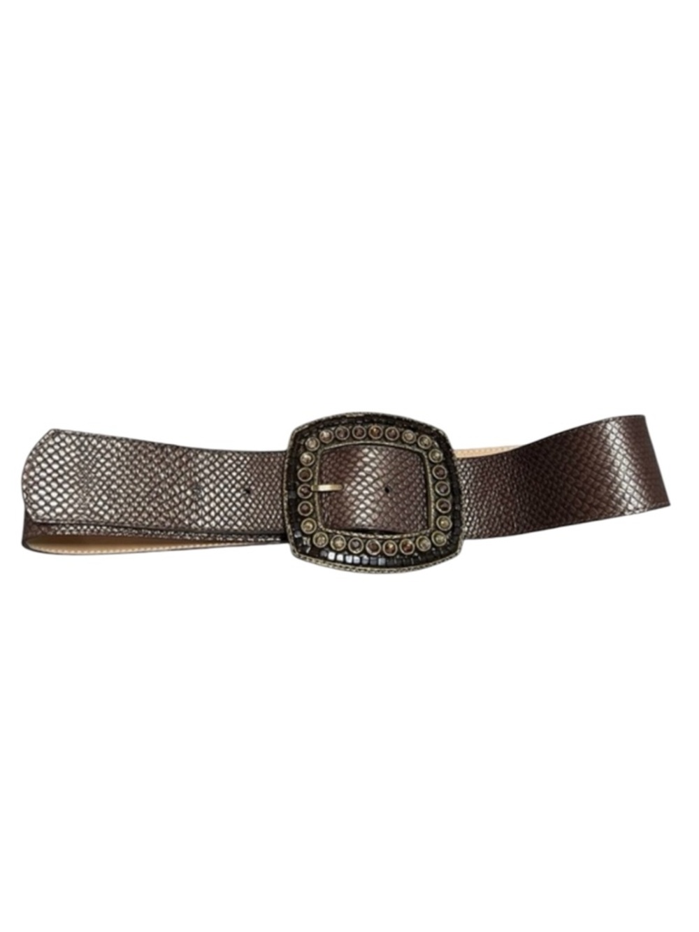 Cache Brown Genuine Leather Rhinestone Embellished Buckle Brown Belt